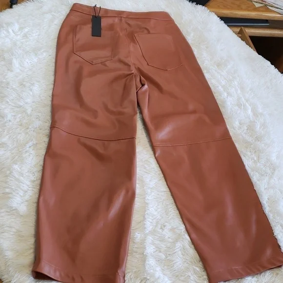 Blank NYC Baxter Ribcage Straight Leg Faux Leather Brown Ankle Pants size 30 - Picture 8 of 9